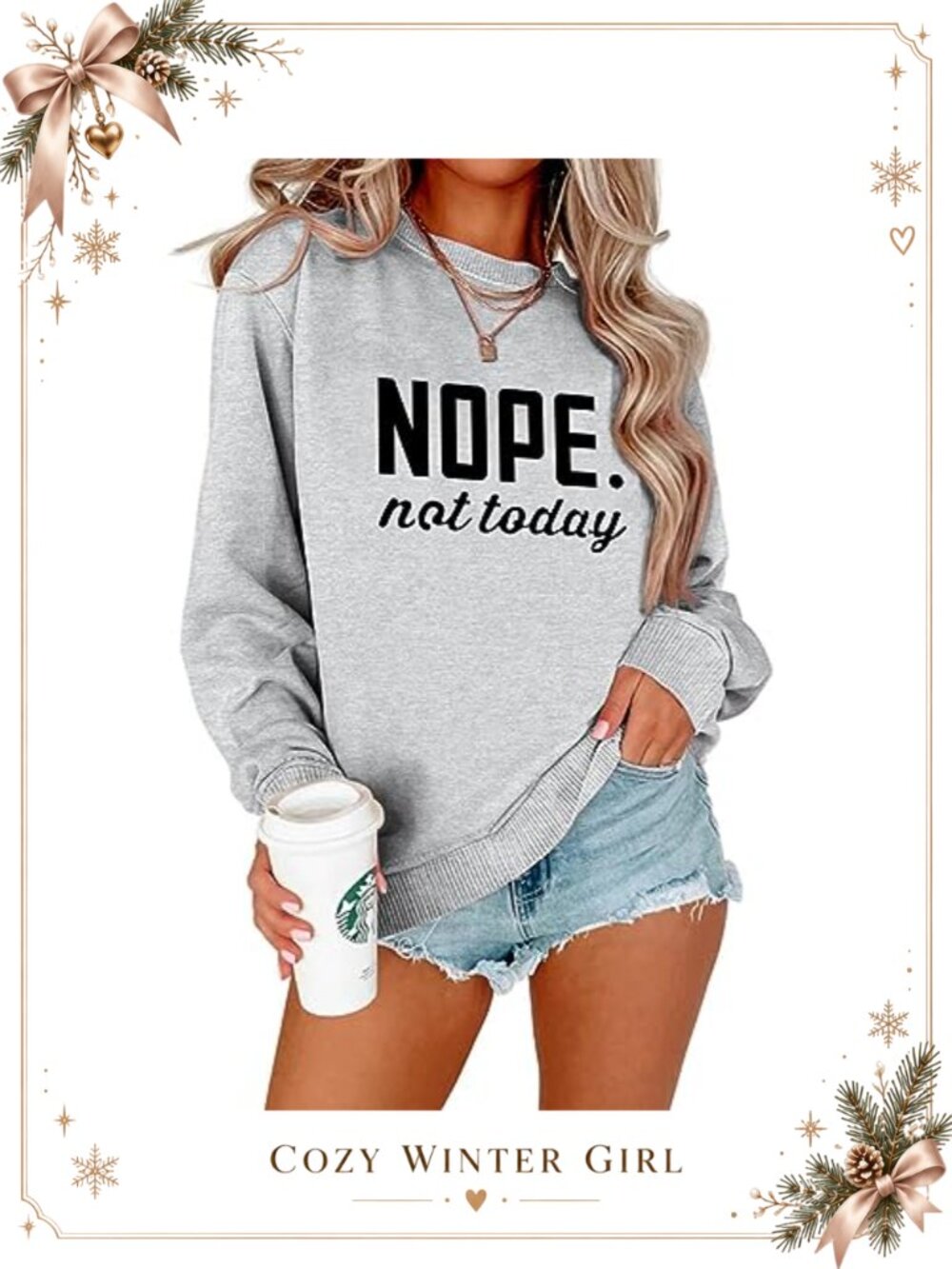 Nope Not Today Graphic Crewneck Sweatshirt Women Long Sleeve Pullover Top